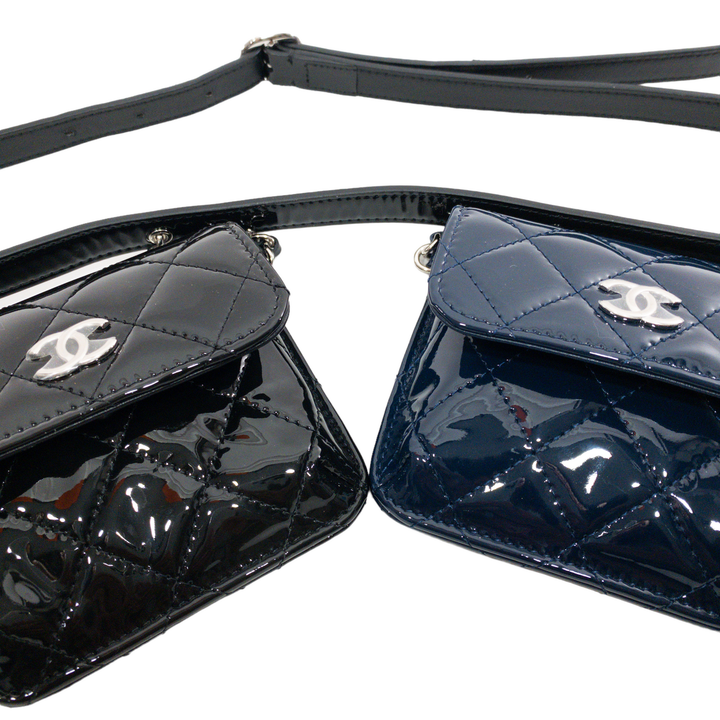 Chanel Double Pocket Patent Belt Bag