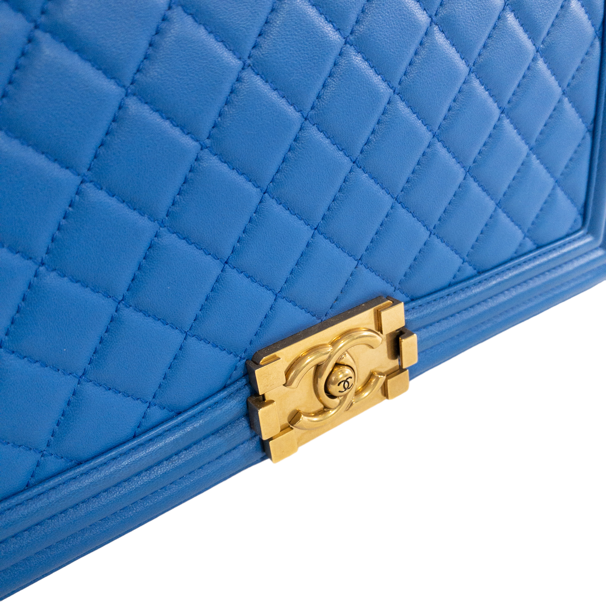 Chanel Blue Lambskin Large Boy Bag GHW