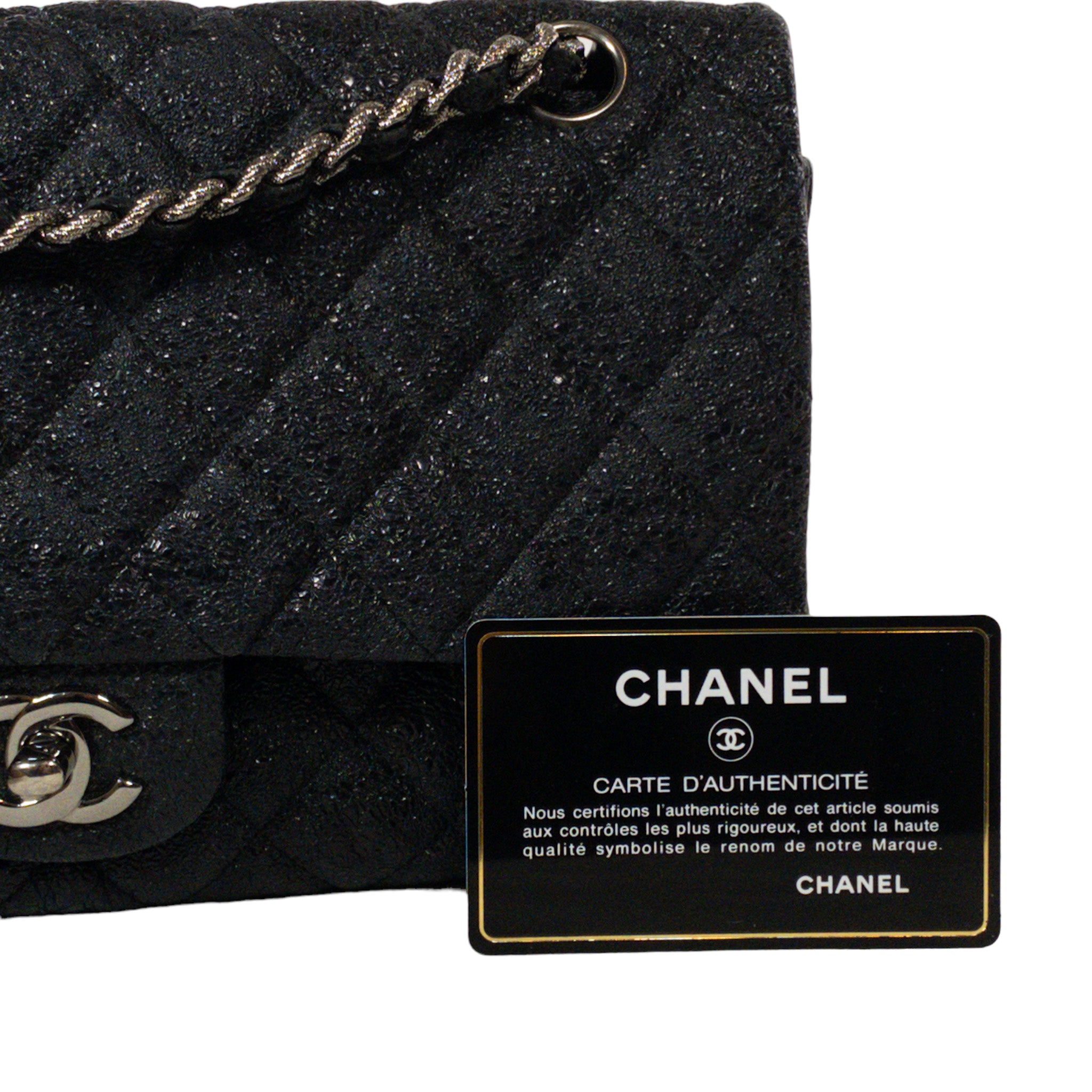 Chanel Black Quilted Caviar Jumbo Classic Double Flap Bag Silver Hardware