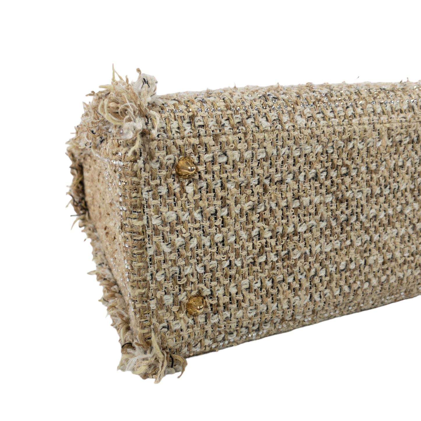 Dior Taupe Tweed Medium Lady Dior w Crystals