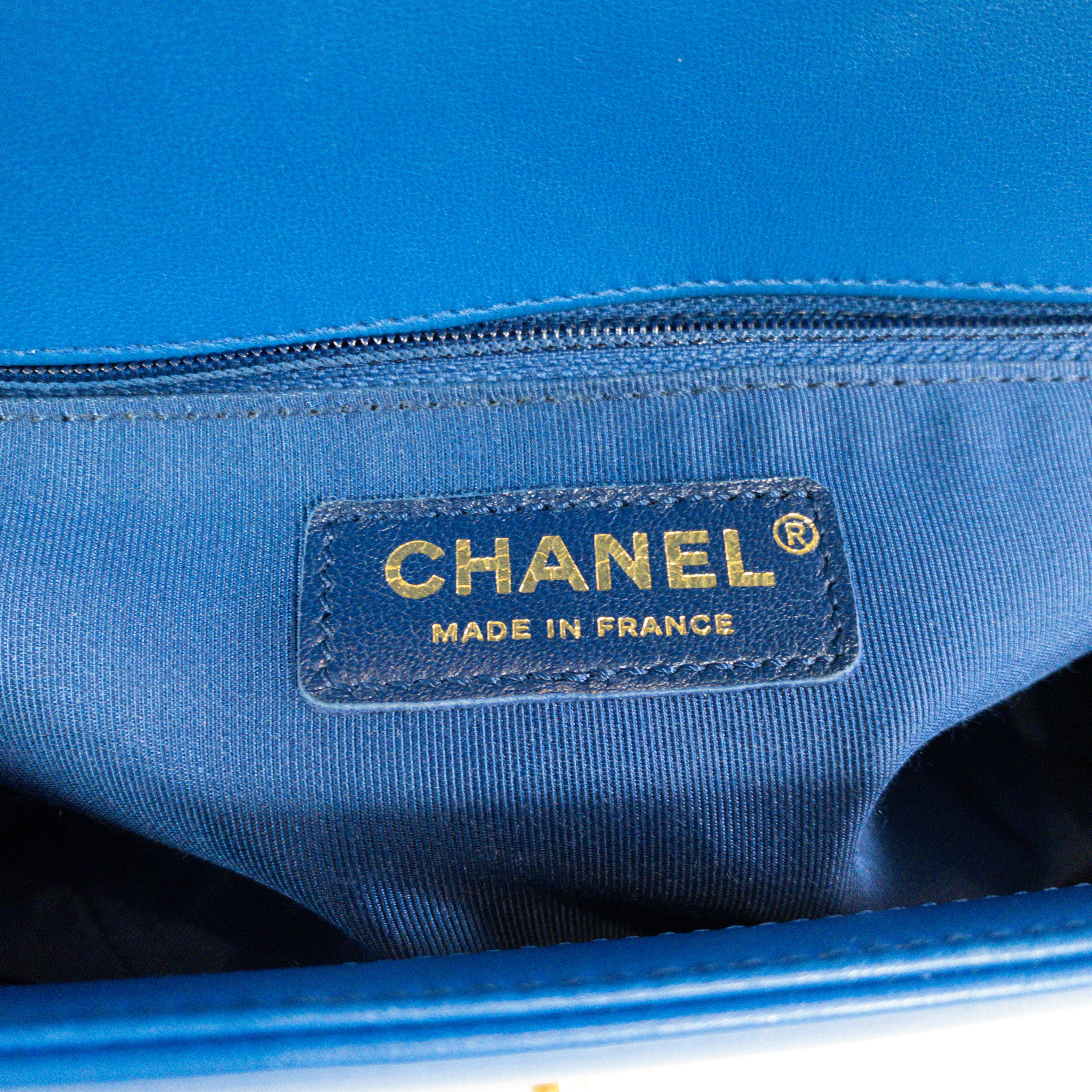 Chanel Blue Lambskin Large Boy Bag GHW