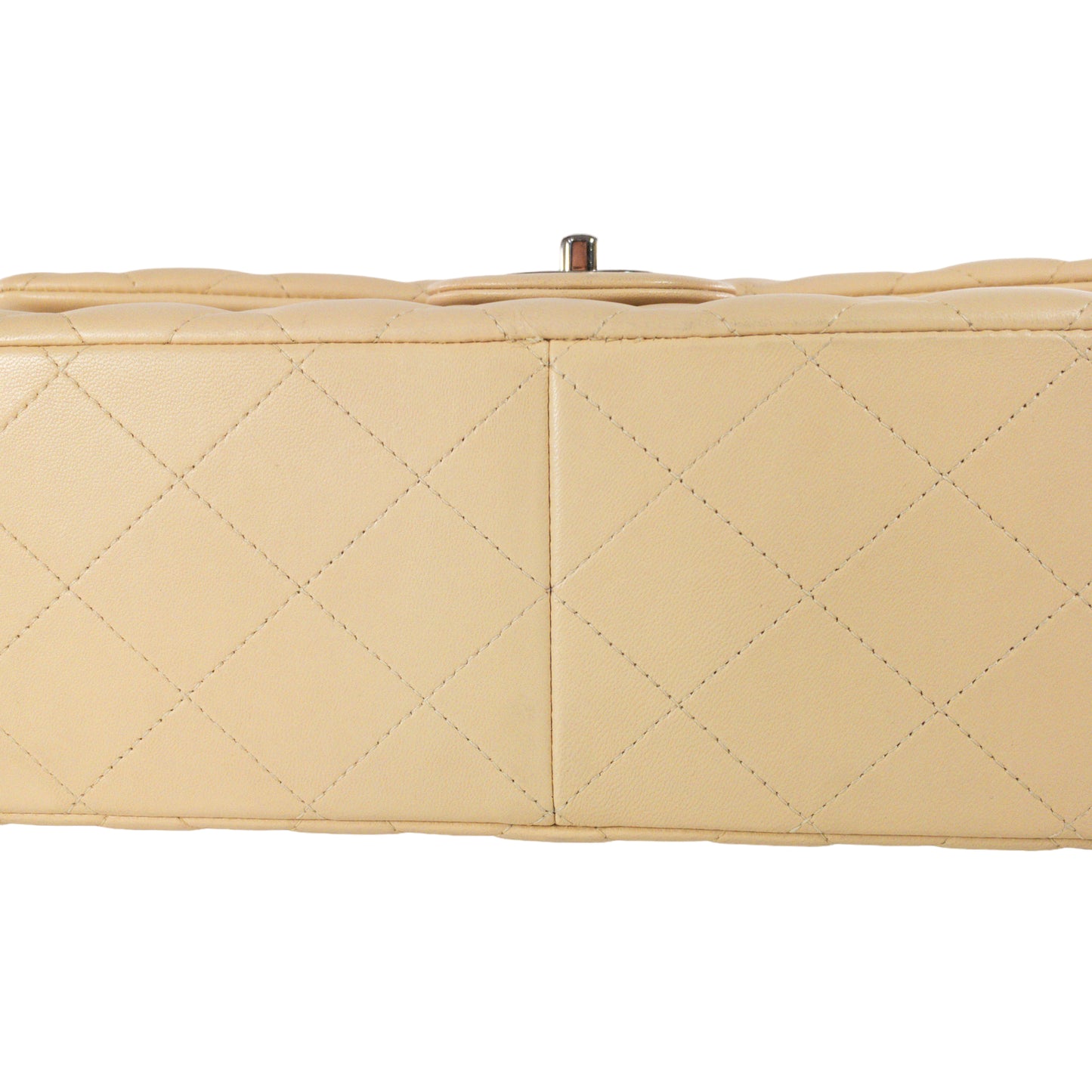 Chanel Beige Lambskin Jumbo Classic Flap SHW