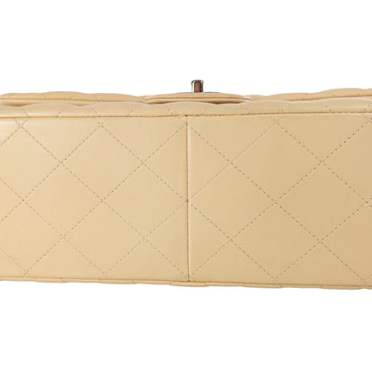 Chanel Beige Lambskin Jumbo Classic Flap SHW