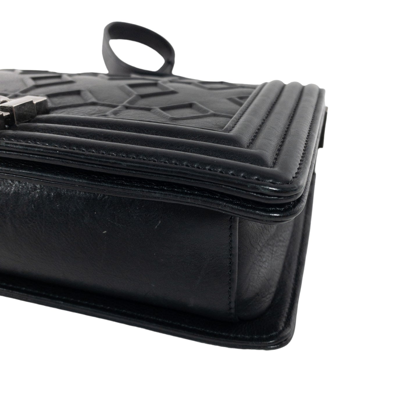 Chanel Black Arabesque Embossed Medium Boy Bag RHW