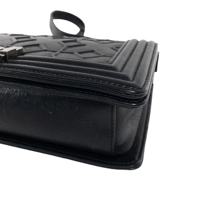 Chanel Black Arabesque Embossed Medium Boy Bag RHW