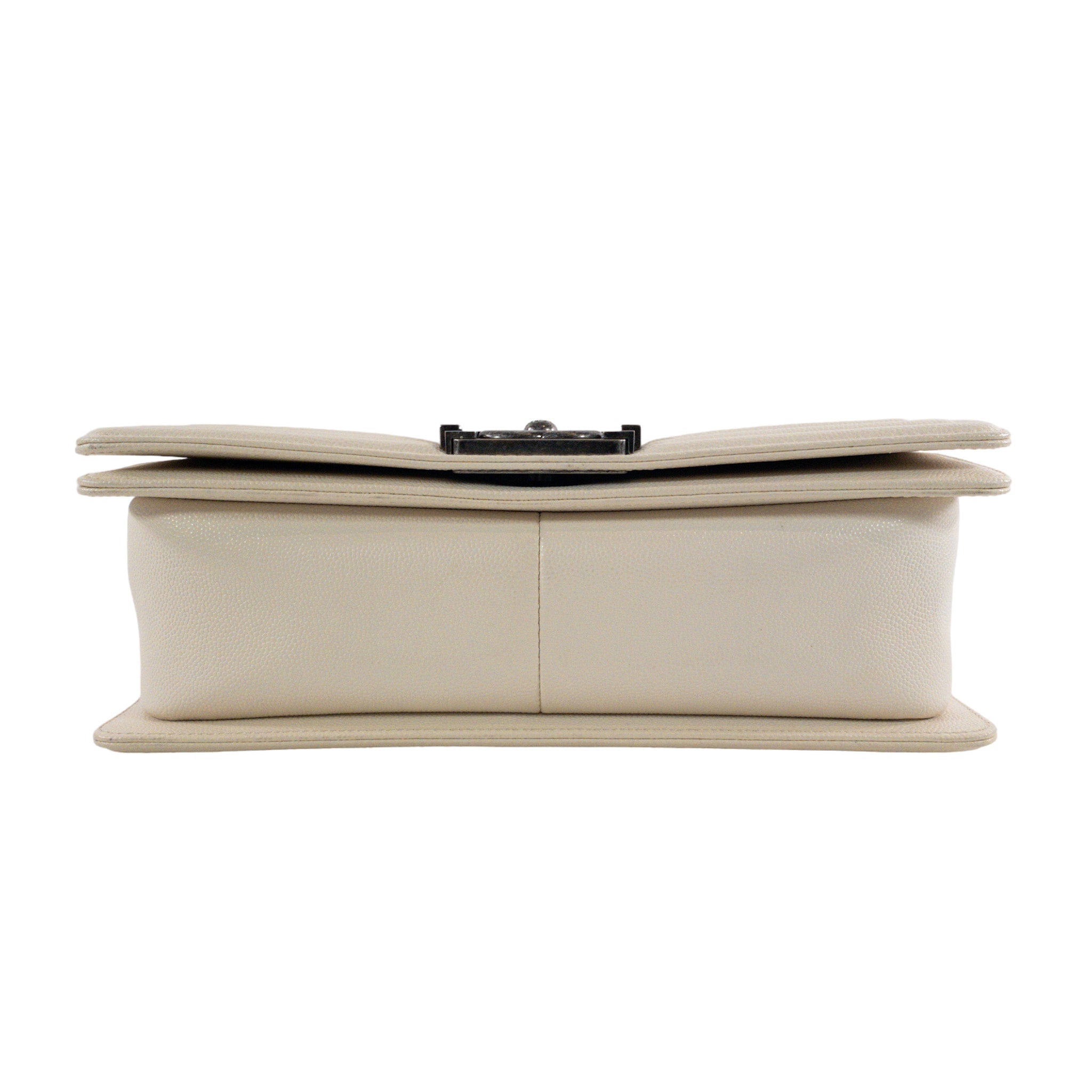 Chanel White Caviar Medium Boy RHW