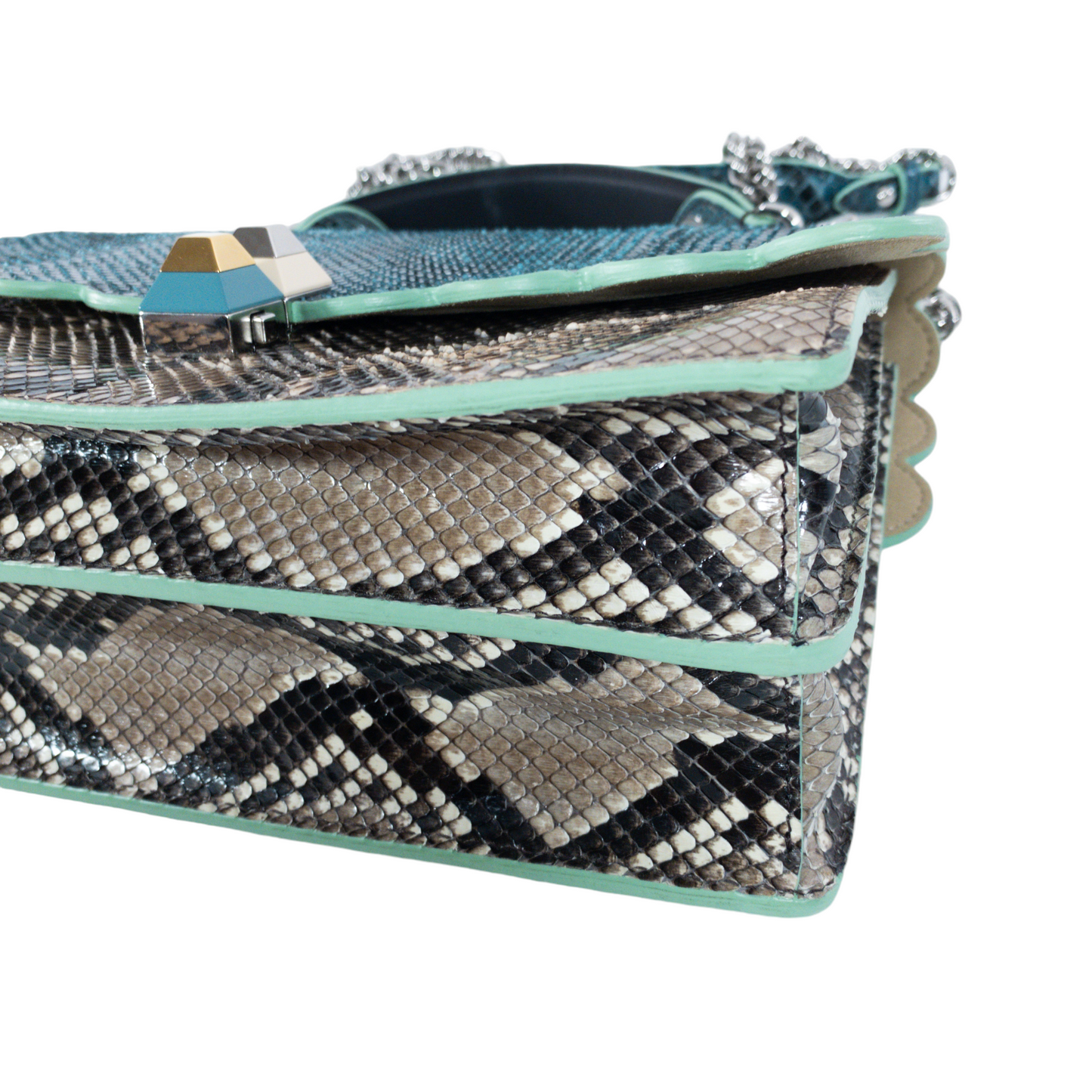 Fendi Python Scalloped Kan I Flap Bag