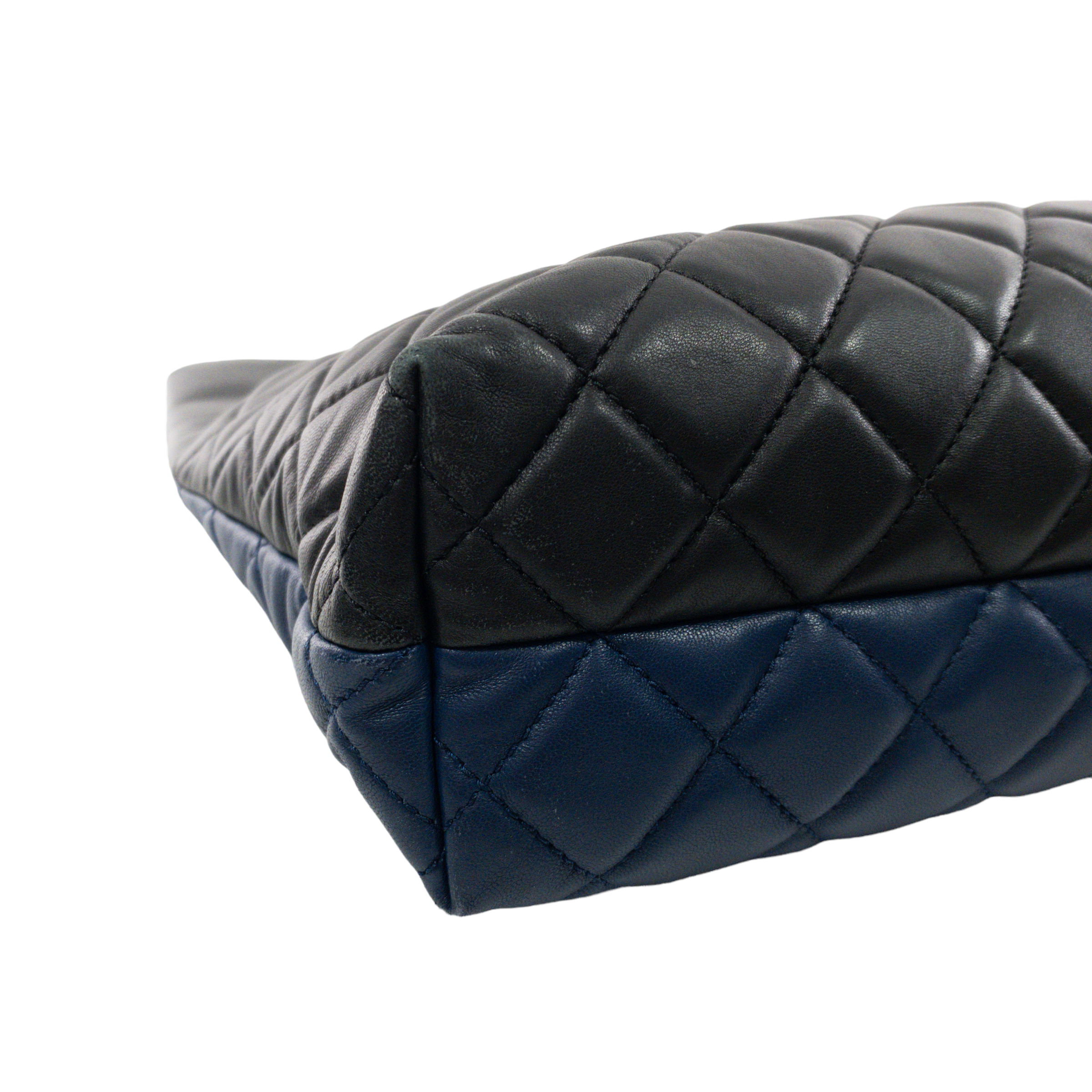 Chanel Navy/Black Quilted Lambskin Shopper Tote RHW