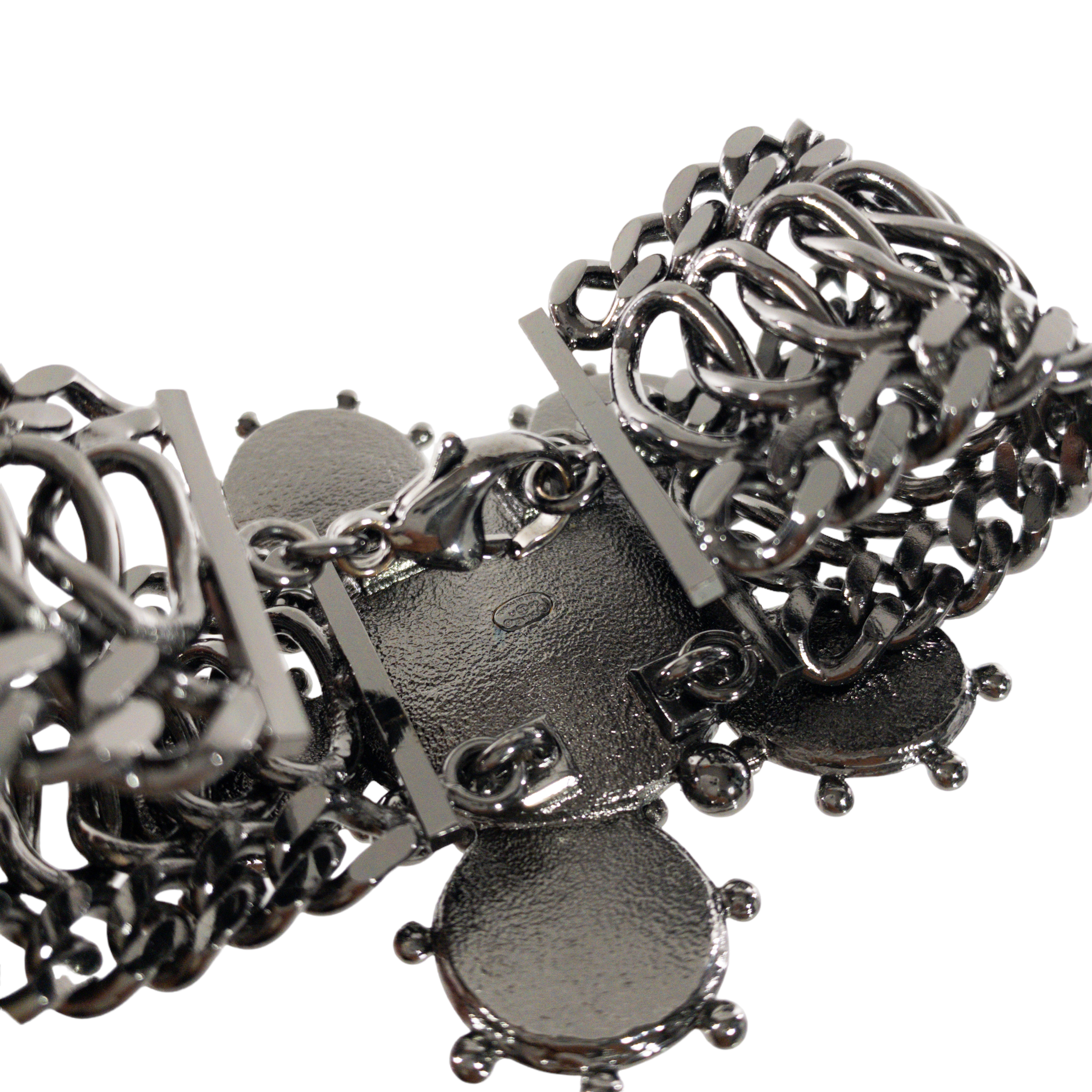 Chanel Gunmetal Chain Link Gripoix Bracelet