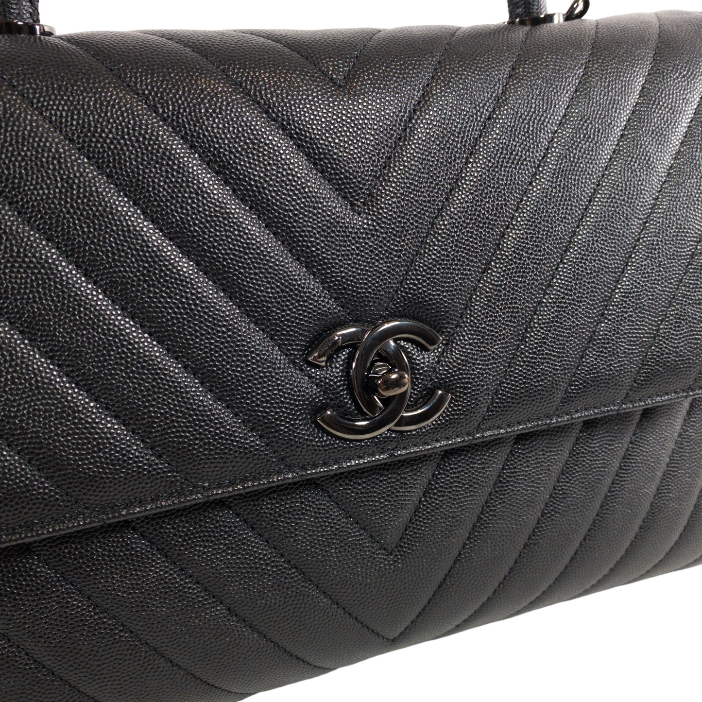 Chanel Metallic Black Large Coco Handle