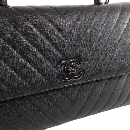 Chanel Metallic Black Large Coco Handle