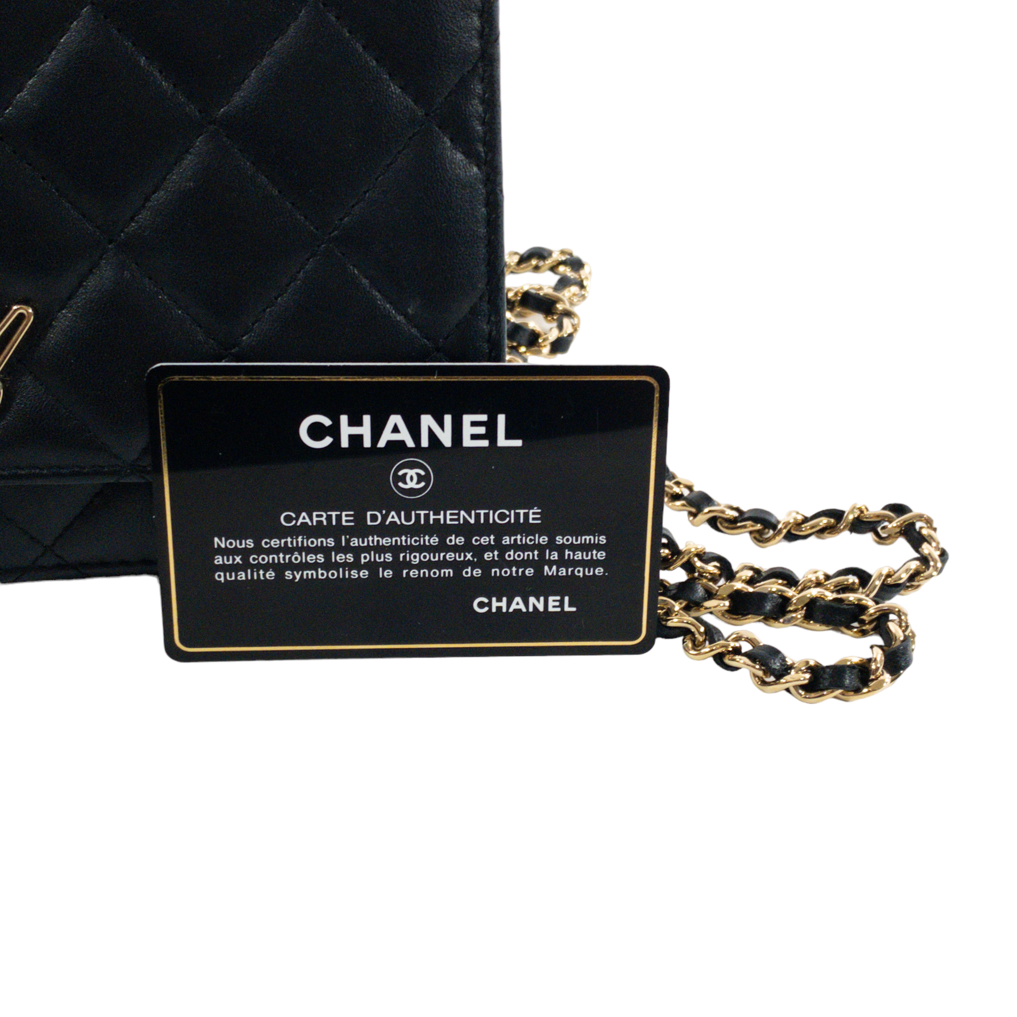 Chanel Black Peace Sign Lambskin WOC