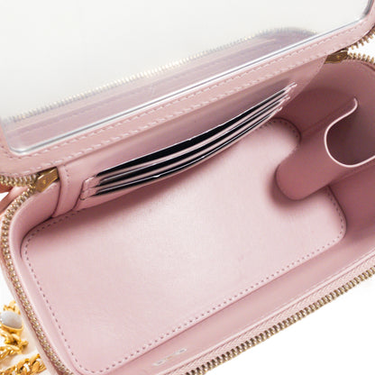 Chanel Pink Lambskin Vanity Case w/ Jeweled Chain