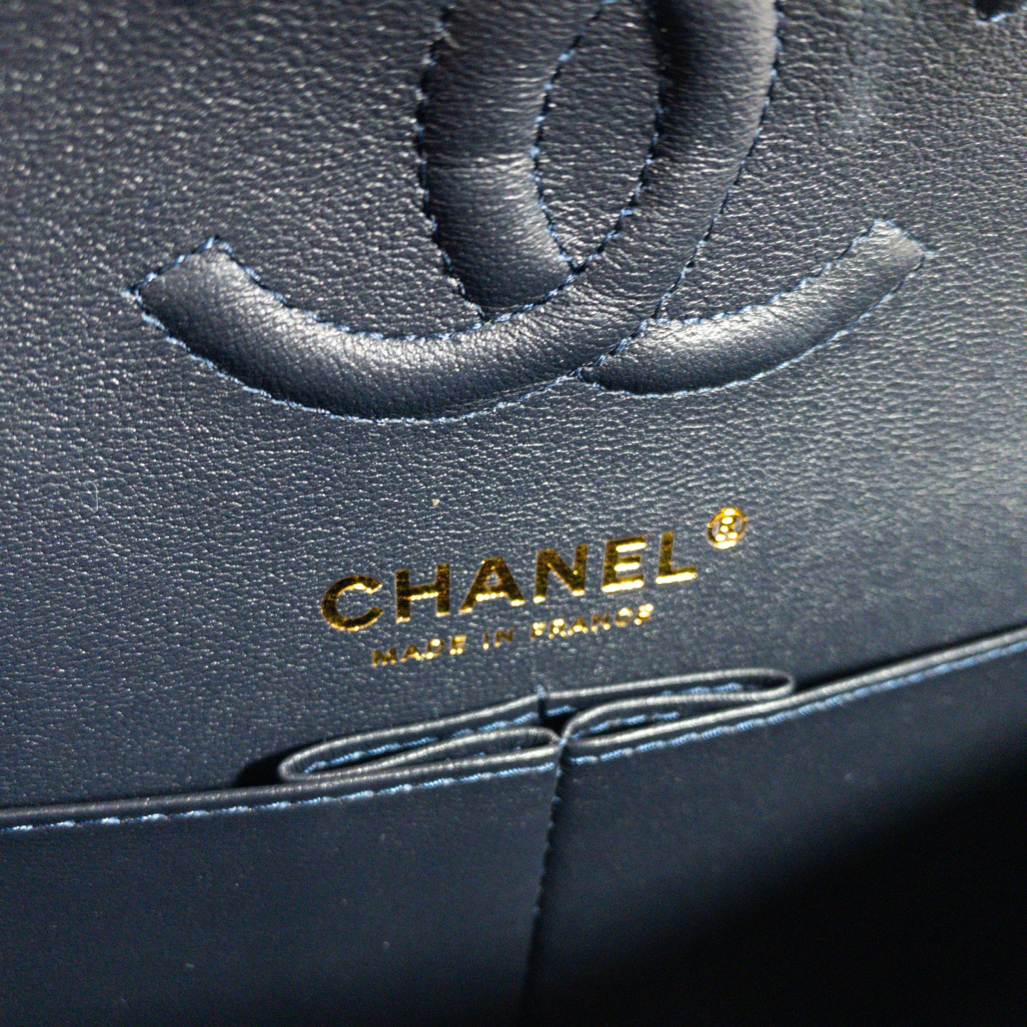 Chanel Navy Lambskin Small Classic Flap GHW