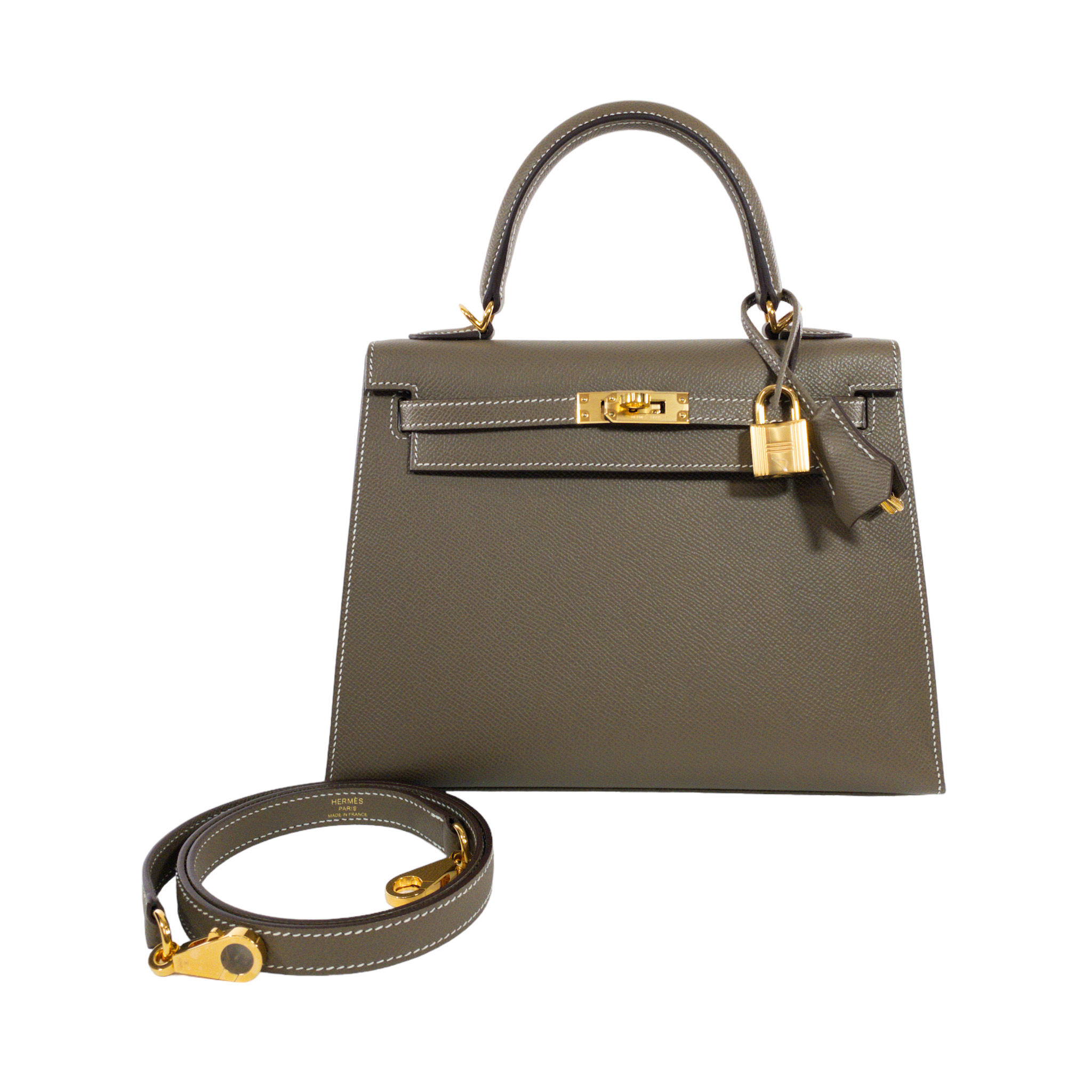 Hermes Etoupe Epsom Kelly 25 Sellier GHW