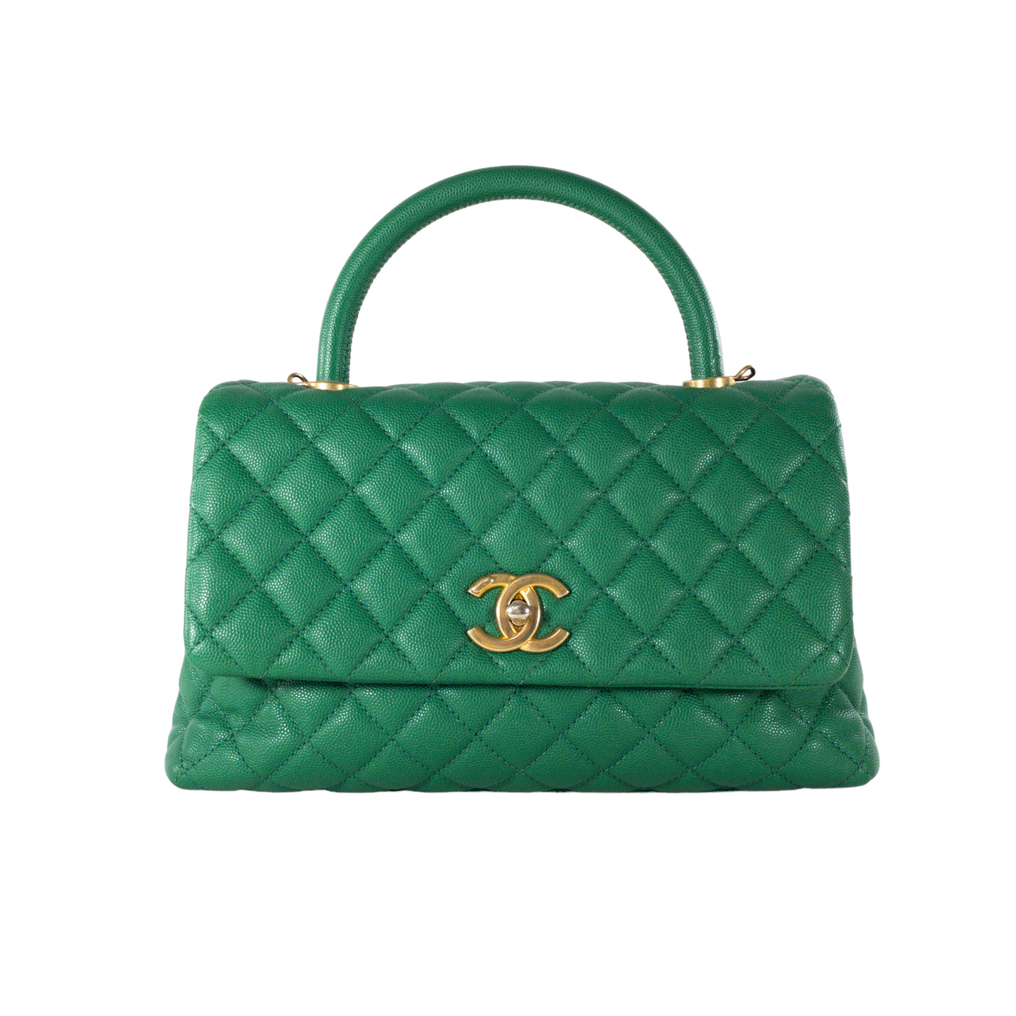 Chanel Medium Coco Handle Green Caviar GHW