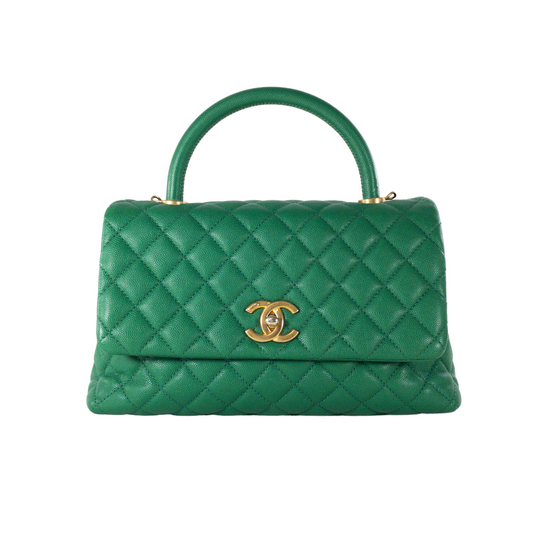 Chanel Medium Coco Handle Green Caviar GHW