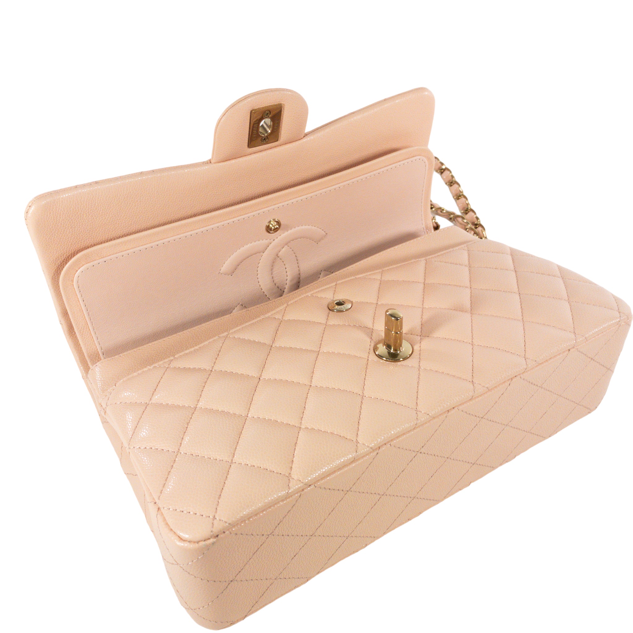 Chanel Peach Caviar Medium Flap GHW