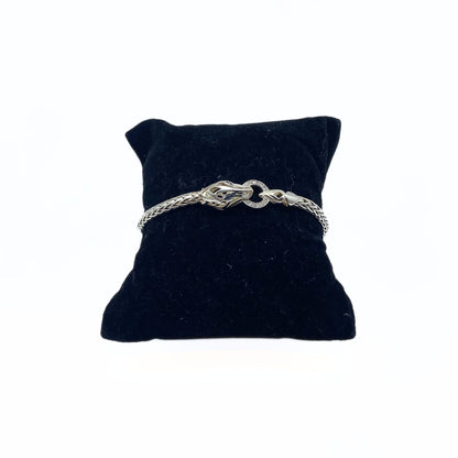 John Hardy Silver Woven Snake with Diamonds