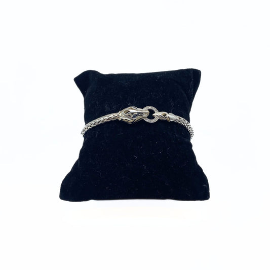 John Hardy Silver Woven Snake with Diamonds