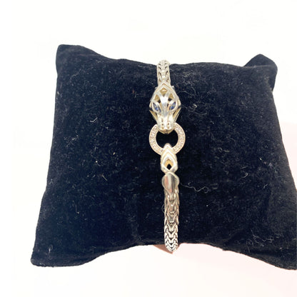 John Hardy Silver Woven Snake with Diamonds