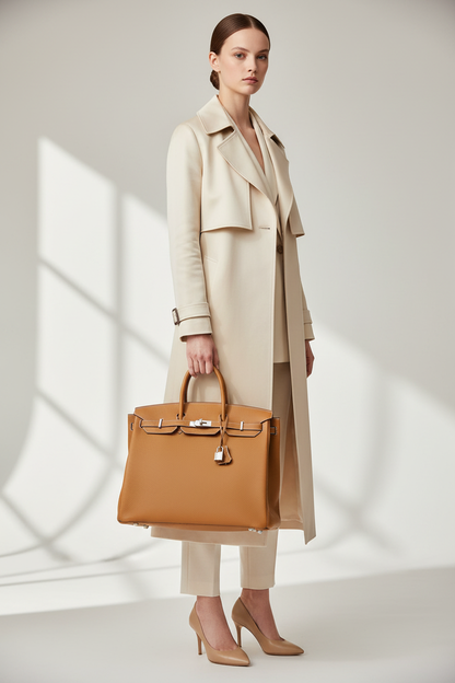 Model holding Hermes Birkin 40 HSS Gold