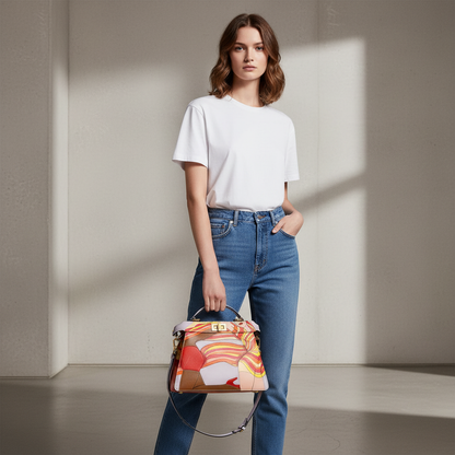 Model wearing Fendi Multicolor Dancing Girls Peekaboo