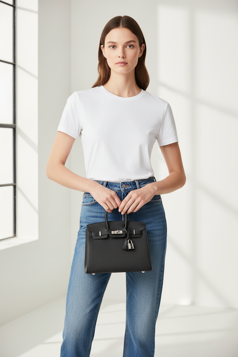 Model with Birkin 25 Sellier - correct scale