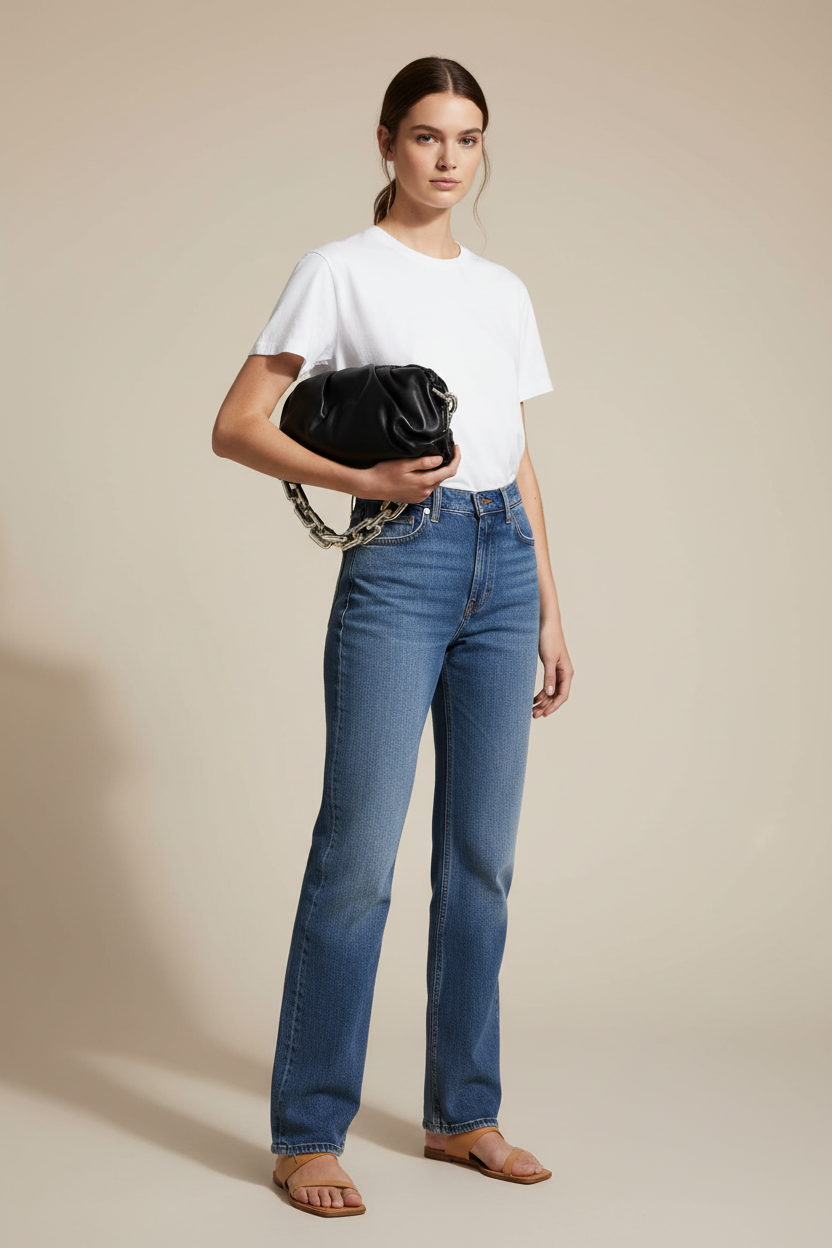 Model with Bottega Veneta Chain Pouch