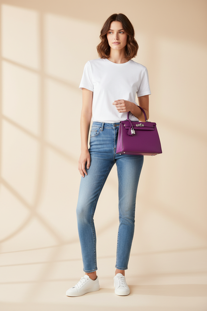 Model with Hermes Kelly handbag