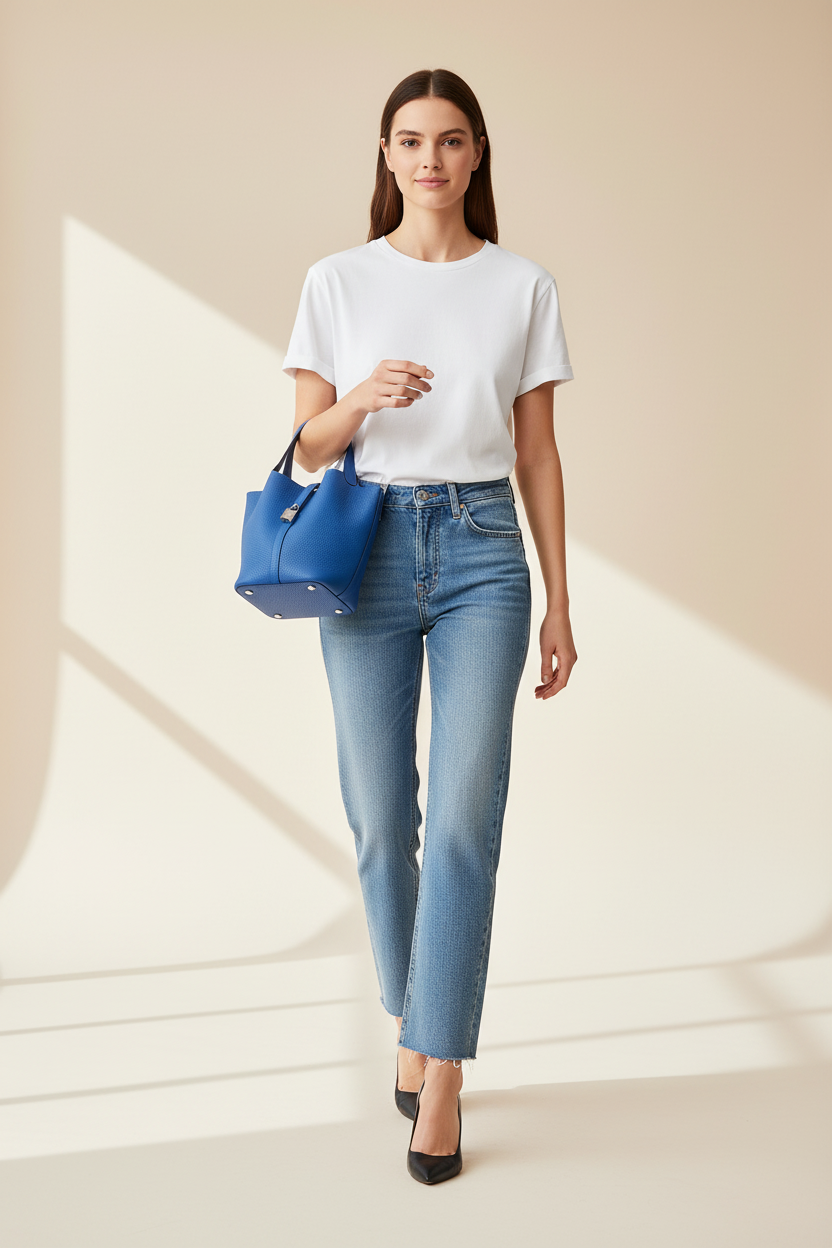 Model with Hermes Picotin handbag