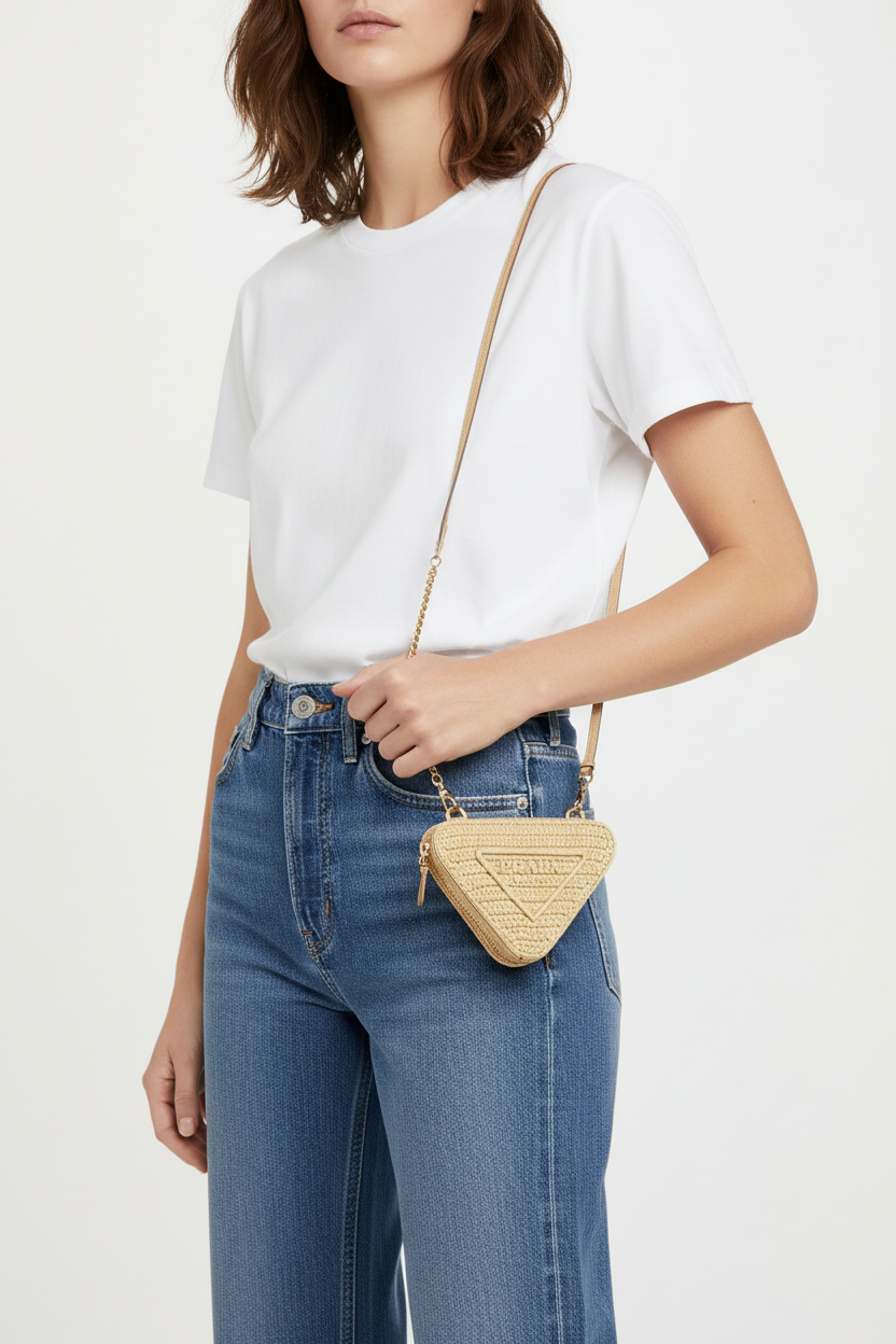 Model with Prada micro bag - smaller size