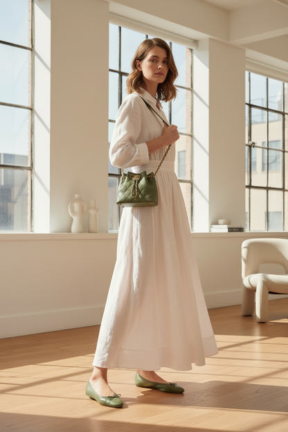 Chanel 25 Small Green Caviar Shoulder Bag
