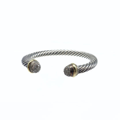 David Yurman Sterling Silver with 14K Yellow Gold and Pavé Diamond Domes