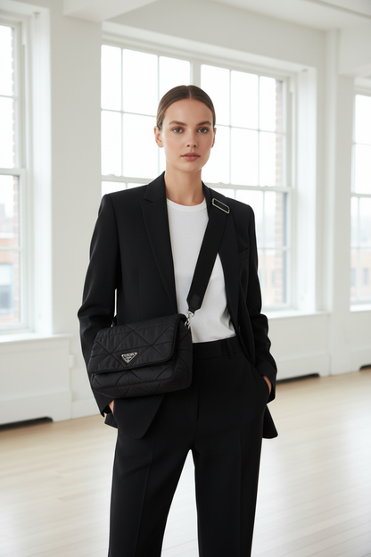Prada Black Padded Triangle Nylon Shoulder Bag