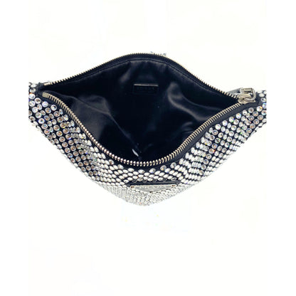 Prada Black Crystal Satin Triangle