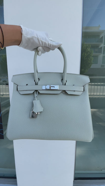 Hermes Gris Neve Togo Birkin 30 PHW