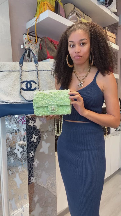 Chanel Green Mini Square Sequin Flap