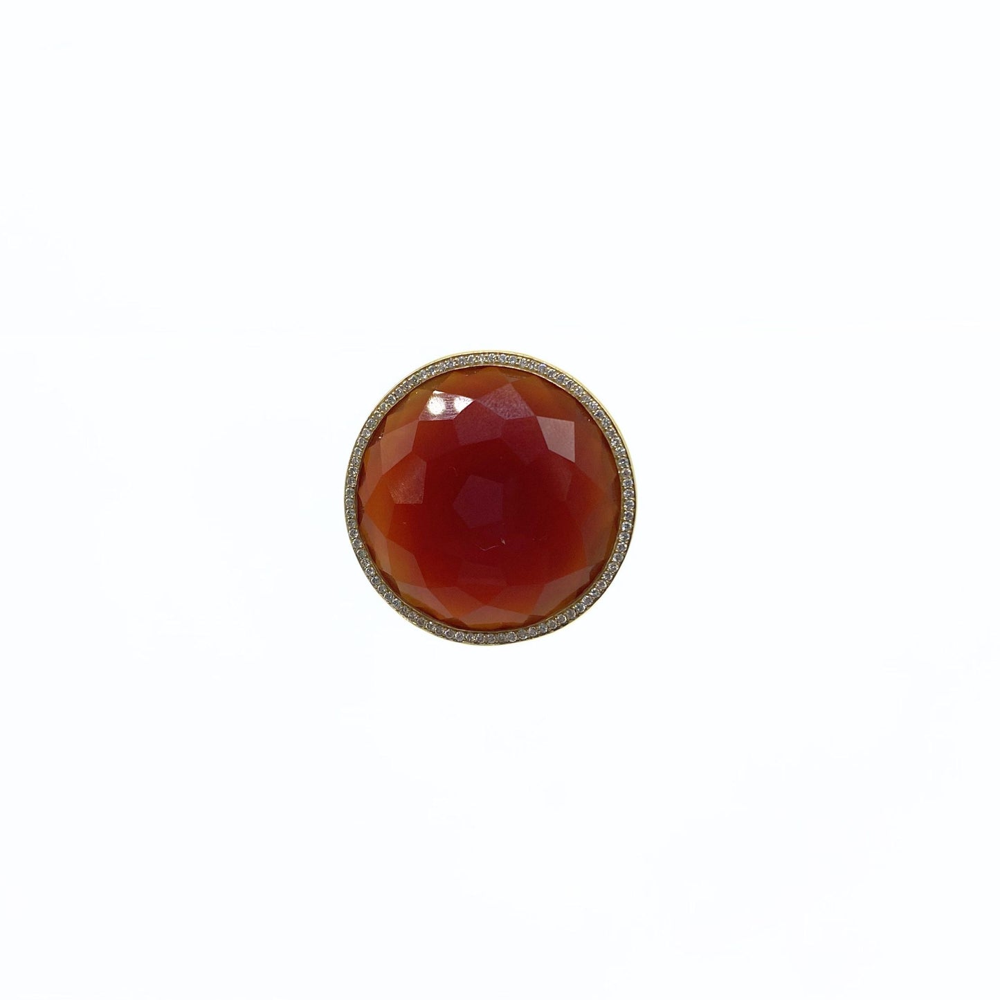 Ippolita Carnelian Medium Ring in 18K Gold with Diamonds