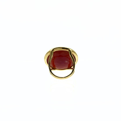 Ippolita Carnelian Medium Ring in 18K Gold with Diamonds