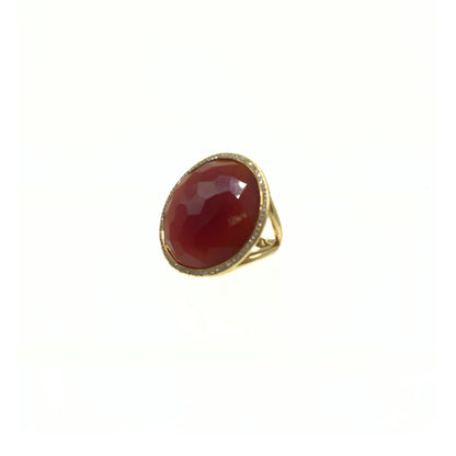 Ippolita Carnelian Medium Ring in 18K Gold with Diamonds