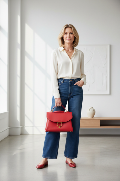 Salvatorre Ferragamo Gancini Top Handle Flap Bag