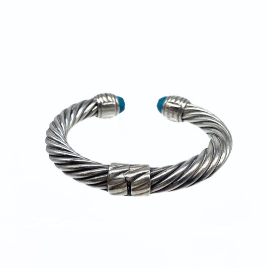 David Yurman Silver Blue Topaz Cable Cuff