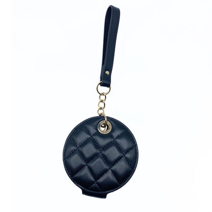Chanel Black Quilted Round Luggage Tag
