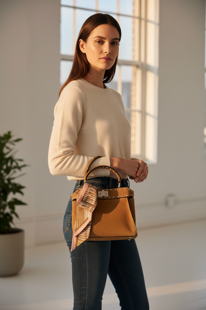 Fendi Suede Stitch Marrone Peekaboo Mini