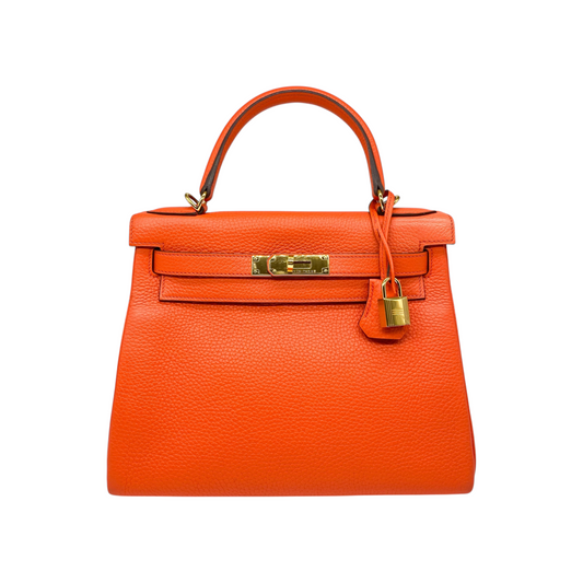 Hermes Kelly 28 Poppy Togo Gold Hardware