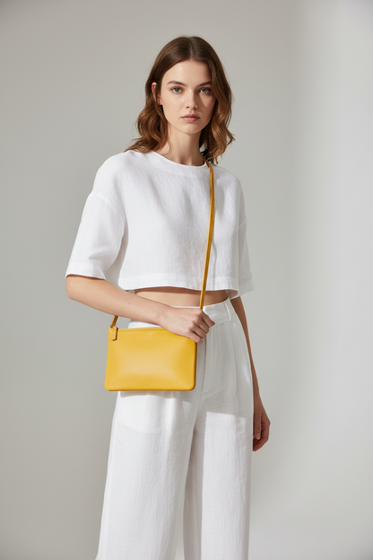 Celine Yellow Trio Lambskin Crossbody