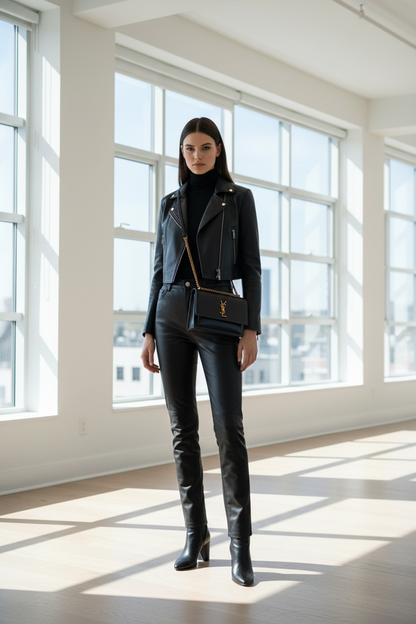 Saint Laurent Black Medium Signature Sunset Flap Bag
