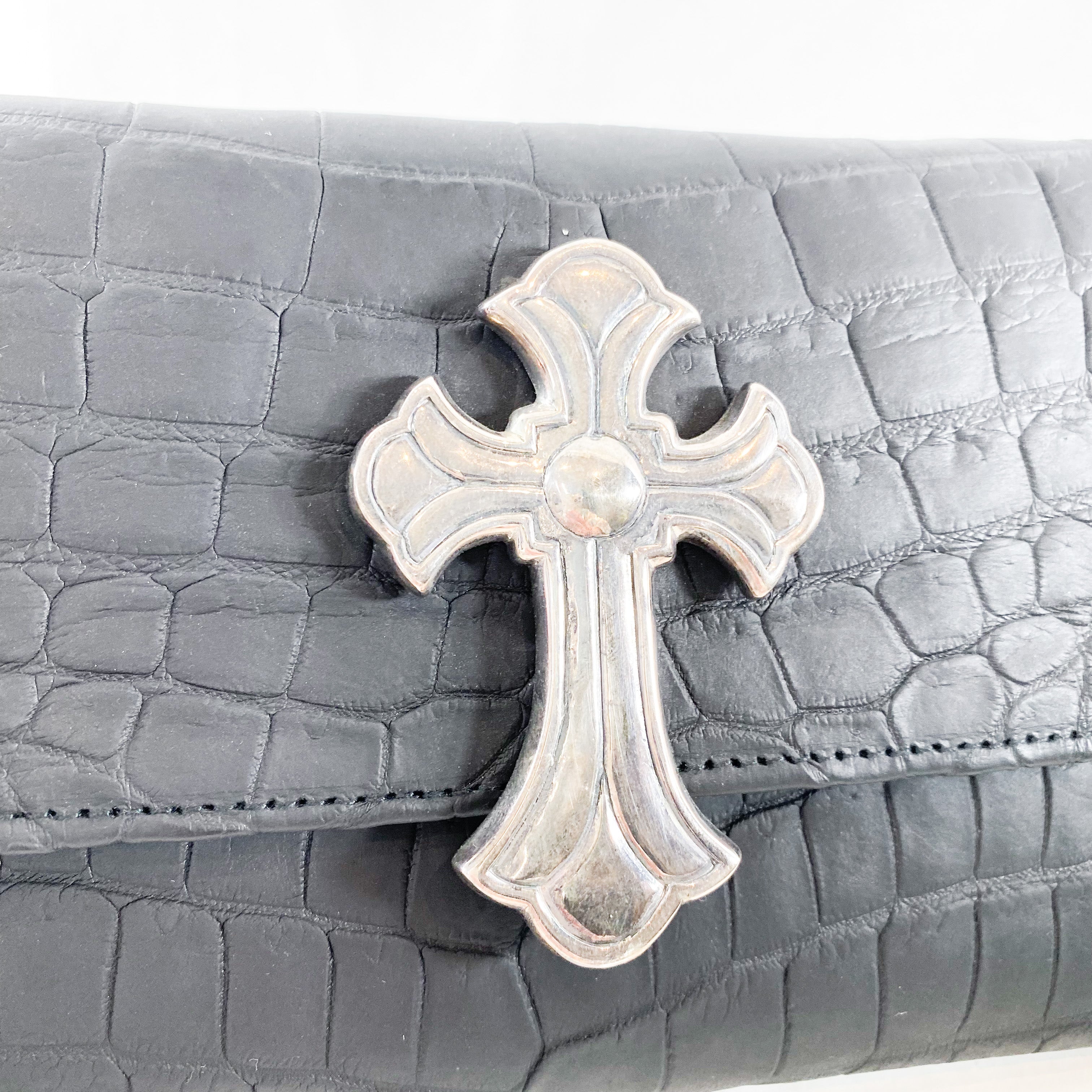 Philip Karto Black Alligator Clutch