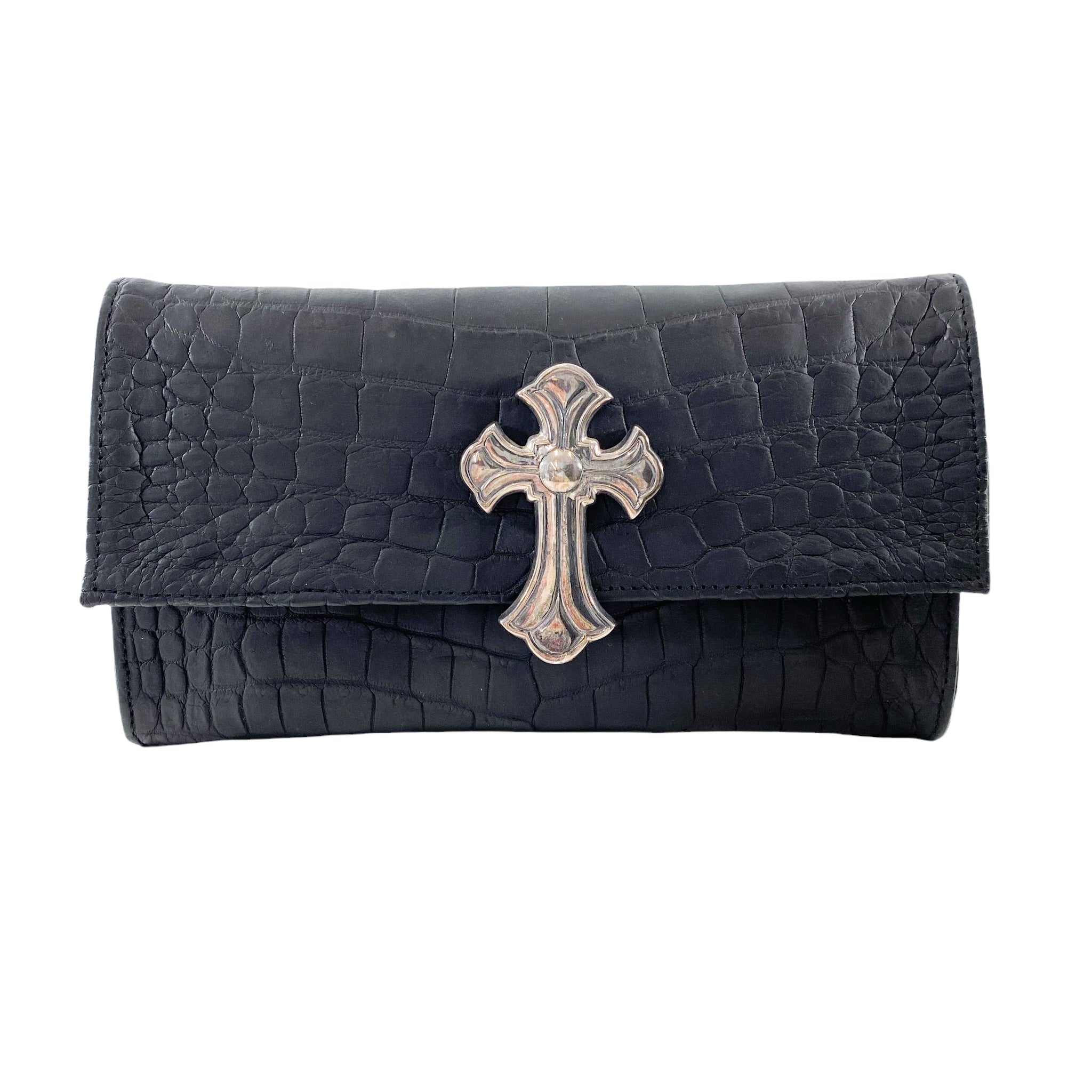 Philip Karto Black Alligator Clutch